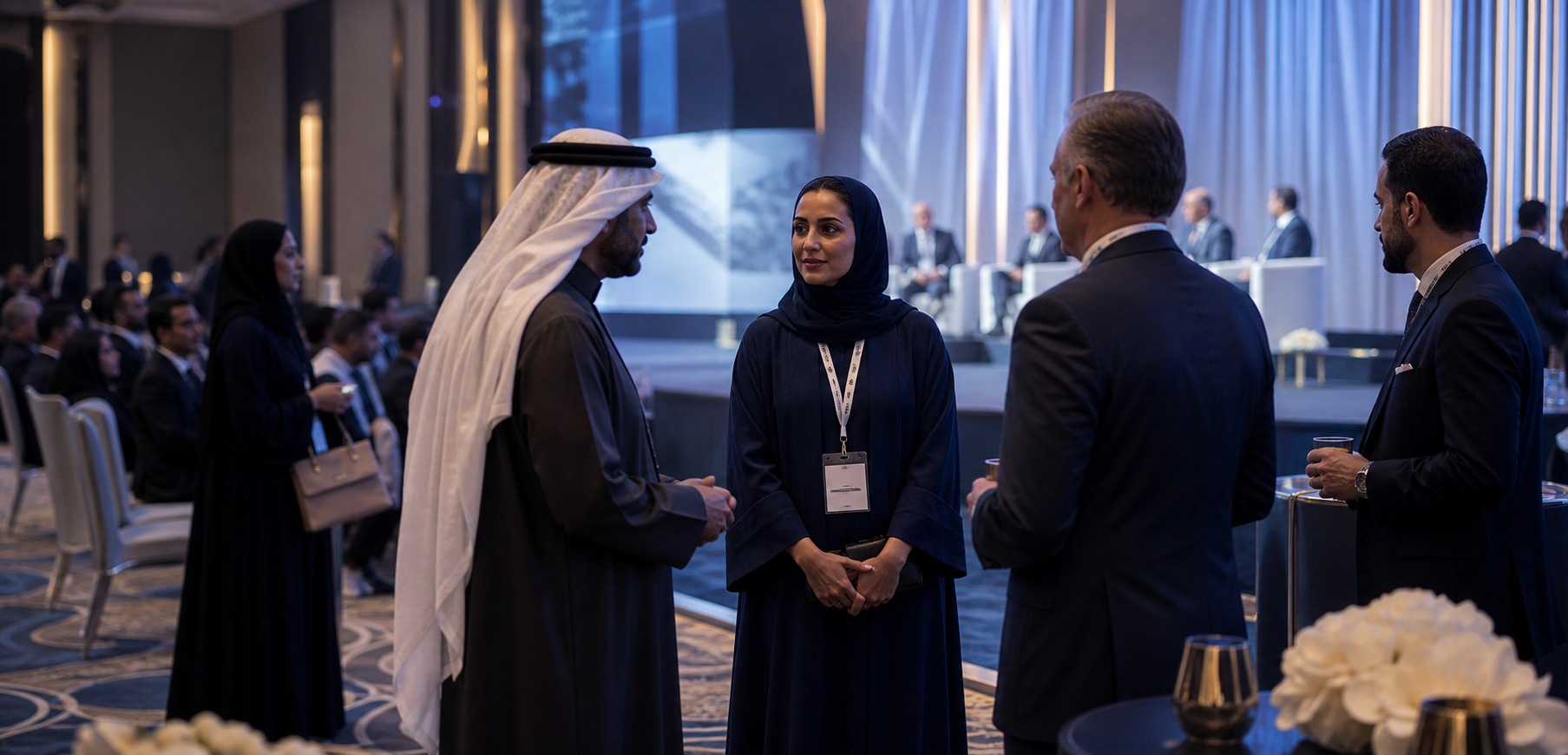Executives networking at a professional business forum